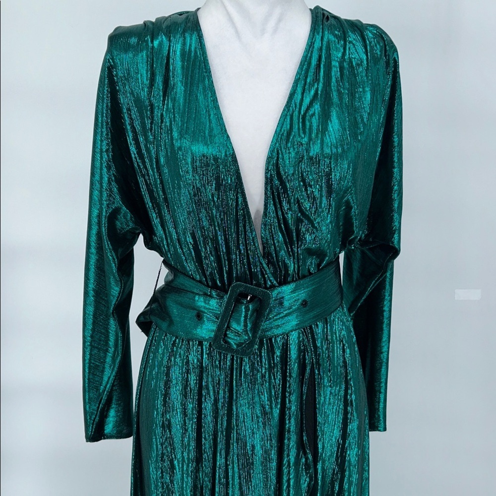 RETROFETE Women’s Wayne Metallic Jersey Maxi Wrap Dress Size Medium - Picture 5 of 11